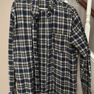 Pink Lily Navy and White Plaid Button Down Shirt